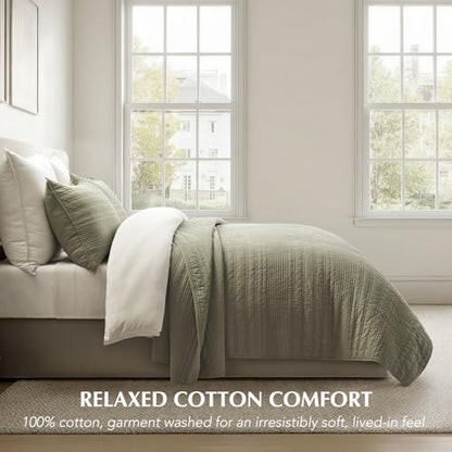 HOME 100% Cotton Modern Lines Quilt Set Queen Size