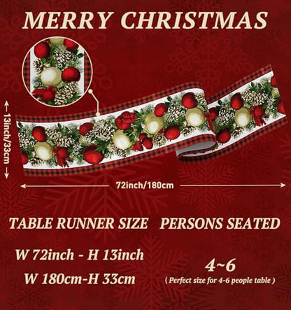 Table Runner for Christmas Decorations with Red and Green Buffalo