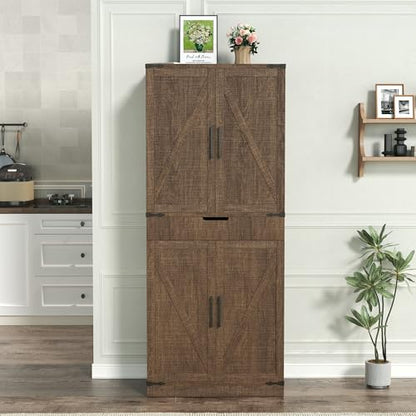 72" Kitchen Pantry Storage Cabinet with Doors and Shelves