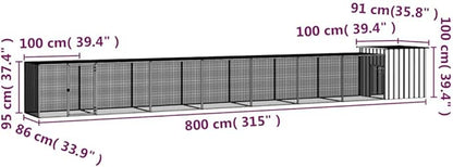 Extra Large Chicken Cage, Galvanized Steel Poultry Run Enclosure for Farm Backyard, Heavy Duty Walk-in Coop for Hens, Ducks and Small Animals, Grey