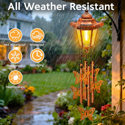Large Solar Butterfly Wind Chimes