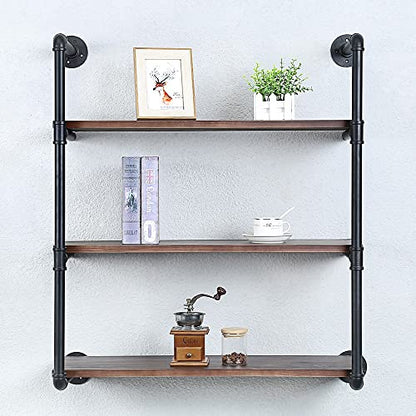 Industrial Pipe Shelves With Wood Planks