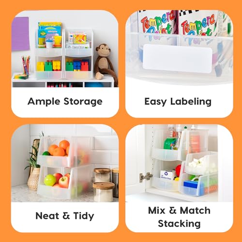 4-Pack, X Large Plastic Stackable Storage Bin Organizer, Clear (4 Count)