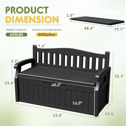 80 Gallon Outdoor Storage Bench Deck Box