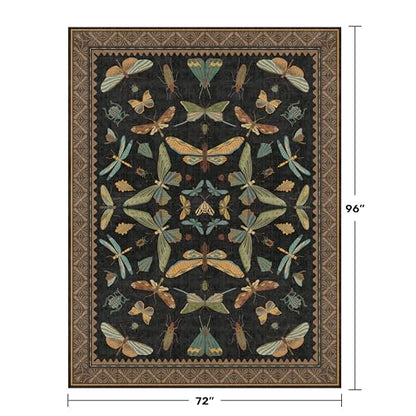 Dark 6x8 Insect Area Rug for Living Room (48 Sq Ft)