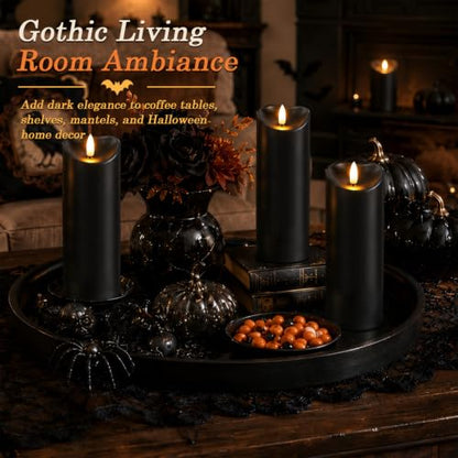 Halloween Black Waterproof LED Candles with Remote Timer