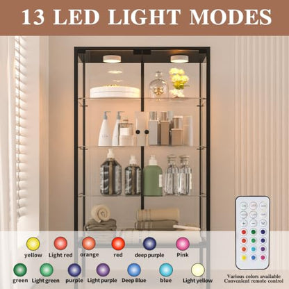 Iron Frame Glass Display Cabinet with LED