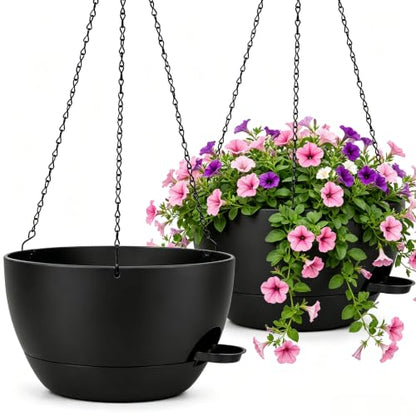 12" Self Watering Hanging Planters with Chains (2 Count)