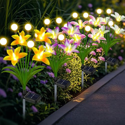 4 Pack Lily Flower Solar Garden Lights (2 Count)