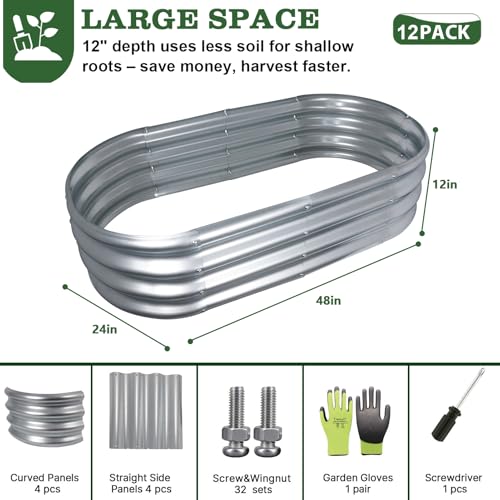4x2x1ft Galvanized Raised Garden Bed Outdoor