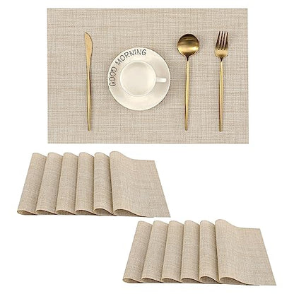 Woven Vinyl Beige Placemats Set of 12 (12 Count)