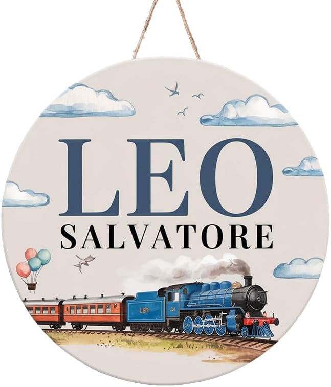 Personalized Wooden Name Signs for Nursery, Train Sign for Baby Door Decor, Newborn Gifts for Boy, Boys Nursery Wall Bedroom Decorations, Mother's Day Gifts for New Mom Dad Gift