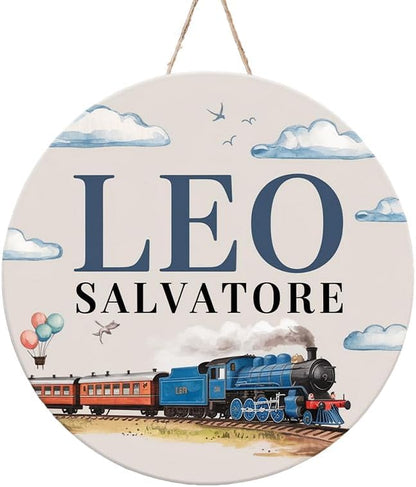 Personalized Wooden Name Signs for Nursery, Train Sign for Baby Door Decor, Newborn Gifts for Boy, Boys Nursery Wall Bedroom Decorations, Mother's Day Gifts for New Mom Dad Gift