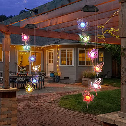 Solar Wind Chimes for Outside Changing Colors Fairy Wind Chime Lights Windchimes Outdoors Unique Decorative Mobile Gifts for Mother's Day Thanksgiving Christmas Birthday