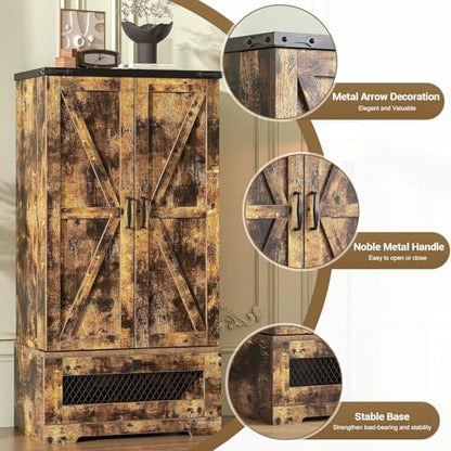 47" Farmhouse Pantry Cabinet with Barn Door & Large Drawer