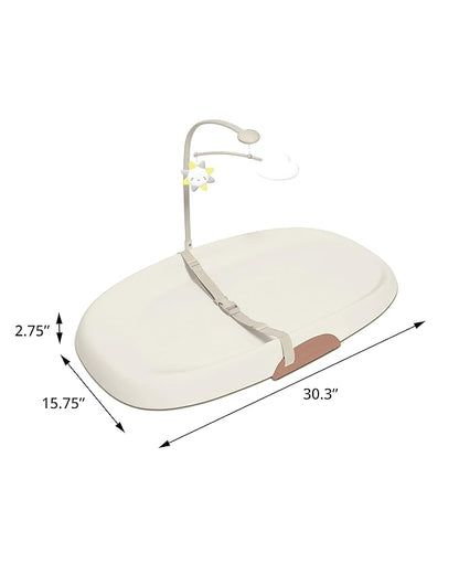 Skip Hop Baby Changing Pad Nursery Style Wipe-Clean Contoured with Cushioned Foam, Non-Skid Base, Built-in Safety Belt & Tuck-Away Toy Bar Fits Standard Changing Tables, Oat