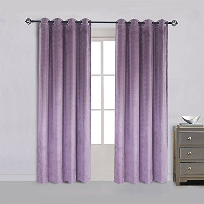 Super Soft Luxury Velvet Lavender Flannel Blackout Curtains Panel Drapes Grommet 52Wx108L inch Purplish Pink