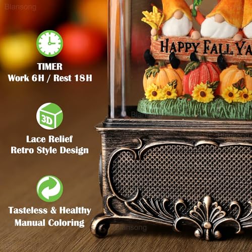 Fall Snow Globe Lantern Gnome Snow Globe Fall Decorations for Home Autumn Harvest Decor with Timer
