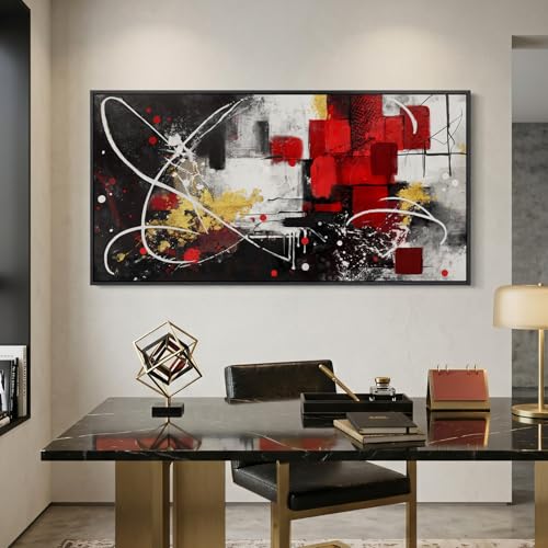 Extra Large Framed Black and White Abstract Wall Art for Living Room