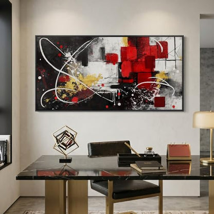 Extra Large Framed Black and White Abstract Wall Art for Living Room
