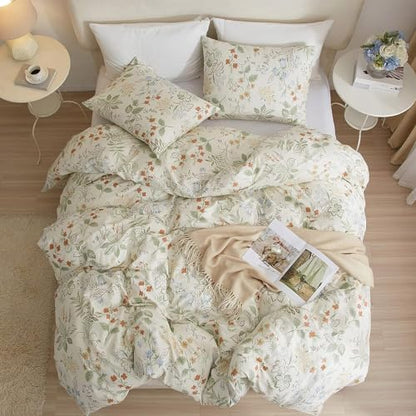Garden Floral King Comforter Set Chic Flower Leaves Print