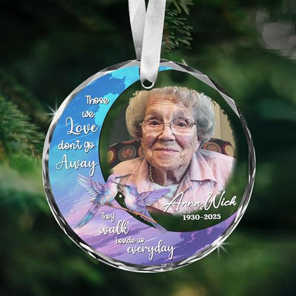 Personalized Memorial Hummingbird Glass Ornament