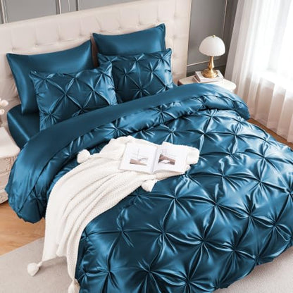 Satin Twin XL Comforter Set Teal