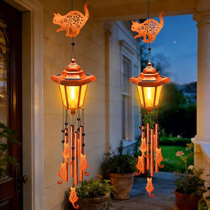Cat Solar Wind Chimes for Outside (2 Count)