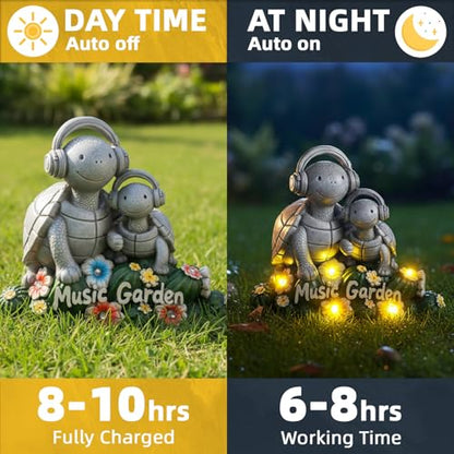 Solar Garden Turtle Statue 5.9"