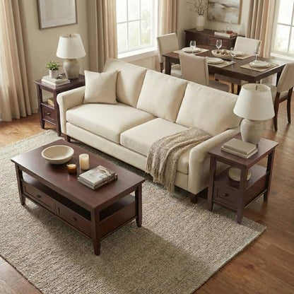 Warm Shaker 14" Wide Solid Wood End Table in Russet Brown