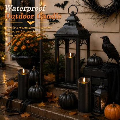 Halloween Black Waterproof LED Candles with Remote Timer