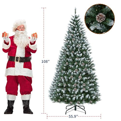 9FT Pre Lit Artificial Christmas Tree with White Lights