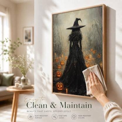 Black Cat Halloween Wall Art Dark Witch Gothic Print Set