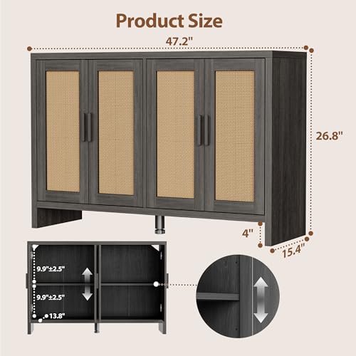 Rattan Buffet Cabinet with Storage