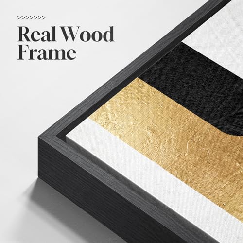 Large Framed Gold Abstract Geometric Wall Art for LIving Room (3 Count)