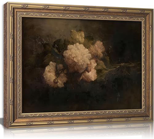 Vintage Gold Framed Moody Floral Wall Art