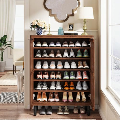 6 Tier Shoe Cabinet with Shutter Doors
