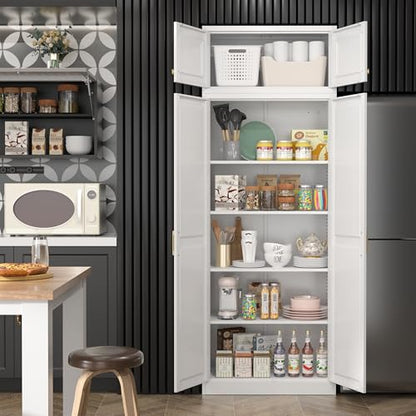 86"Metal Pantry Storage Cabinet with Doors & 4 Adjustable Shelves