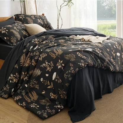 Floral Black Comforter Set