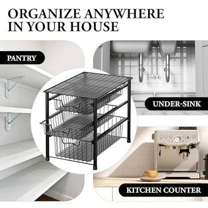 Stackable 3 Tier Sliding Basket Organizer Drawer