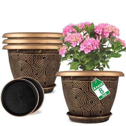 8 Inch Flower Pots Planters for Indoor Outdoor Plants
