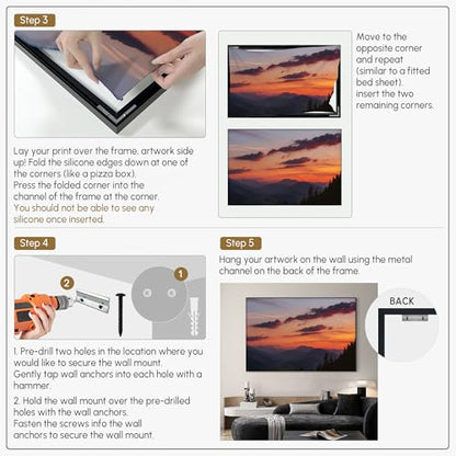 46"x72" Extra Large Framed Wall Art Scenic Sunset Over Mountain Range with Glowing Sky for Home Living Room Bedroom Decor