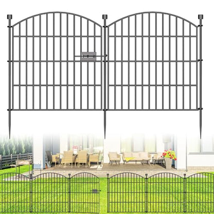 10 Panel No Dig Decorative Garden Fence with Gate 24" H x 20'L Dog Barrier (4.34 Sq Ft)