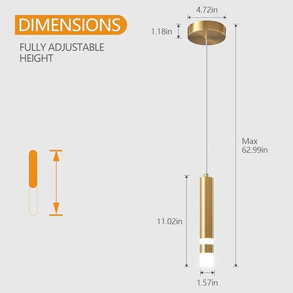 Modern Pendant Light Kitchen Fixture Dimmable LED Gold Mini Pendant Lighting fo
