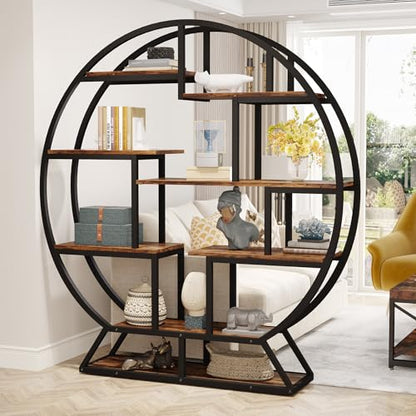 Bookshelf 63 Inch Round Bookshelves Etagere Bookcase