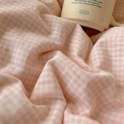 Pink Gingham Comforter Set Twin XL Fluffy Soft Princess Style Girls Lace Bedding Set Vintage Plaid Checkered Comforter with 2 Pillowcases Farmhouse Gingham Bedding Grid Bed Comforter Set