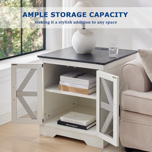 Farmhouse End Table Set with Charging Station