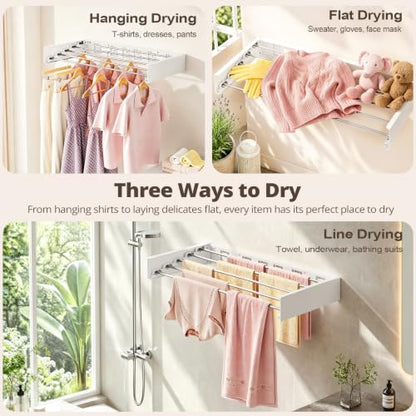 Wall Mounted Clothes Drying Rack Folding Indoor