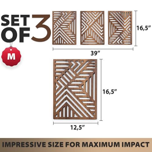 Modern Wooden Wall Sculptures (3 Count)