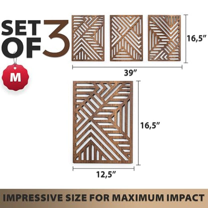 Modern Wooden Wall Sculptures (3 Count)